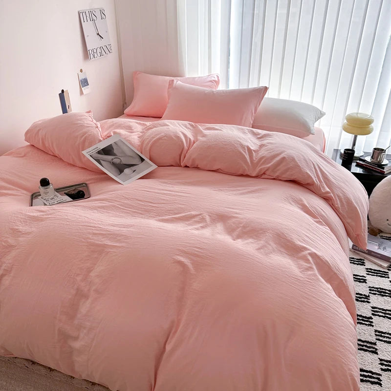Solid Cotton 4-Piece Bedding Set
