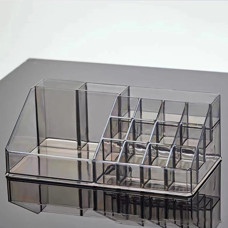 Acrylic Drawer-Style Makeup Brush Organizer – Transparent & Grey