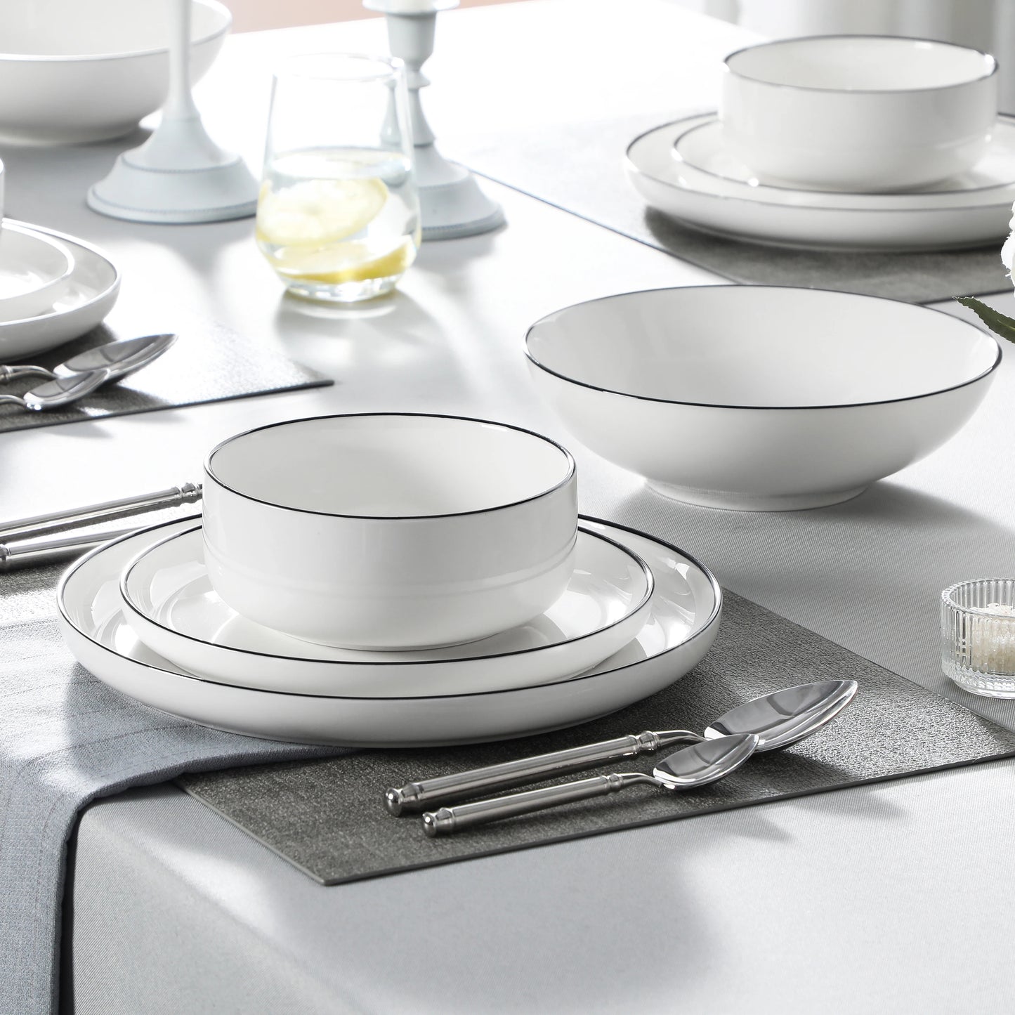 24-Piece Ceramic Dinnerware Set – Ivory White