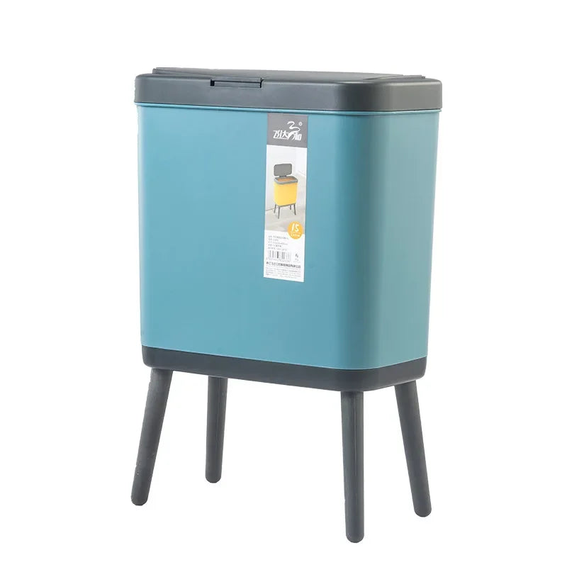 Slim Press-Top Trash Bin with High Legs
