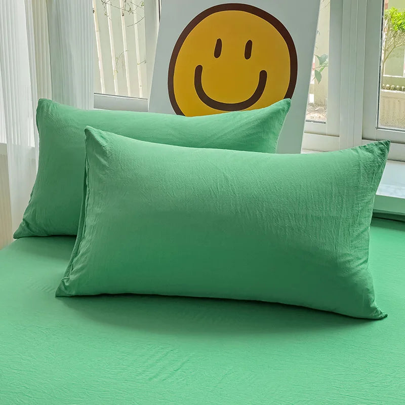 Washed Cotton Pillowcase Set – 2-Pack Solid Color, 19” x 29”