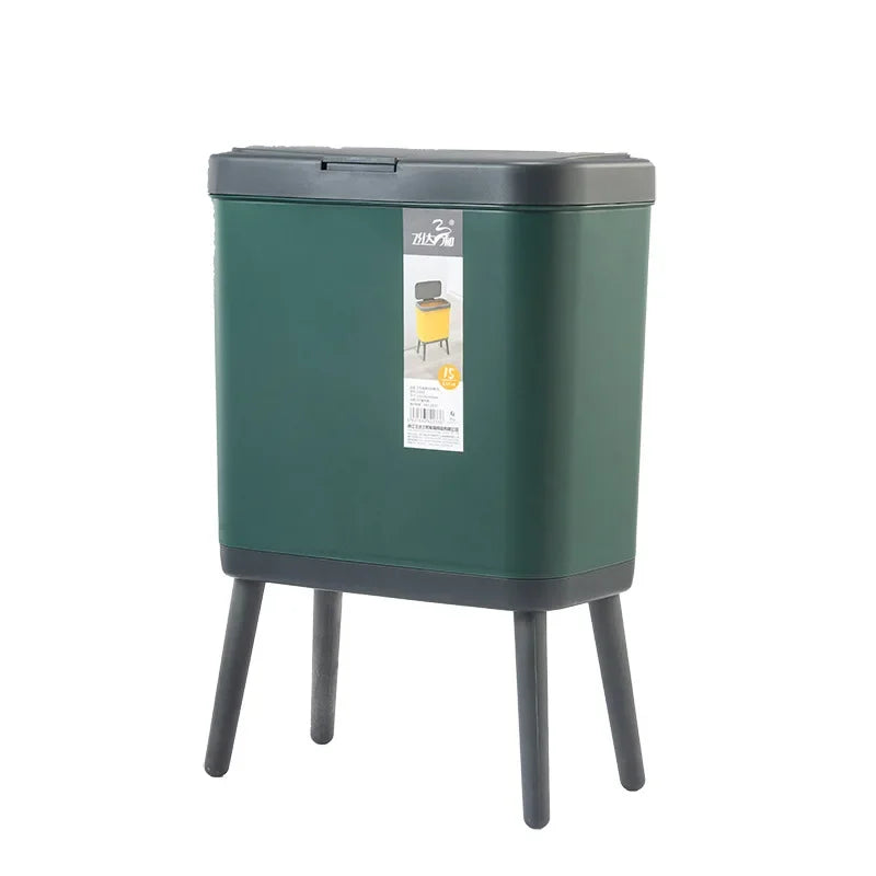 Slim Press-Top Trash Bin with High Legs