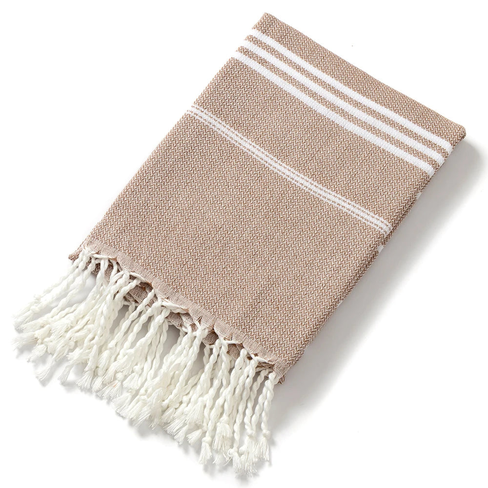 Striped Christmas Beach Towel – Soft, Quick-Absorbent & Machine Washable