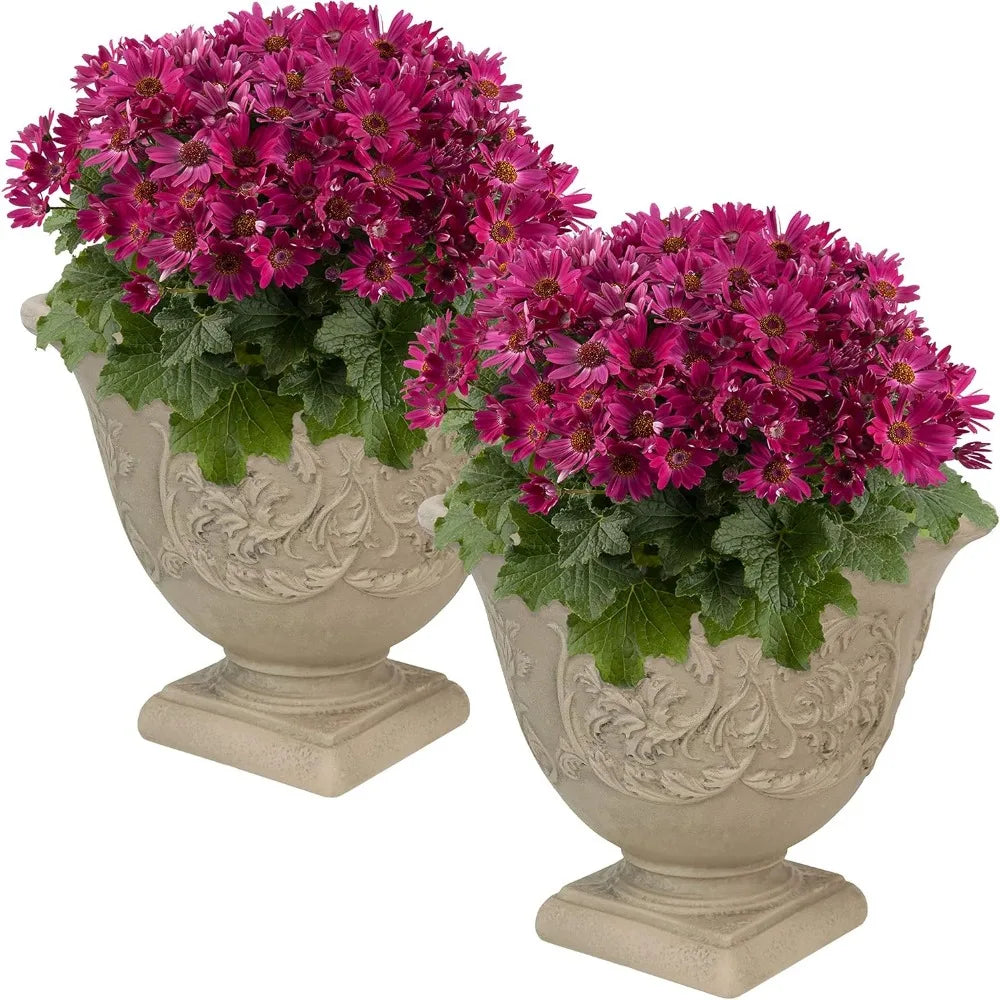 16" Resin Flower Pot – Beige
