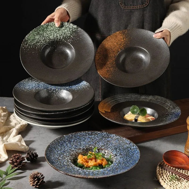 10-Inch Ceramic Straw Hat Plate – Minimalist Dinnerware