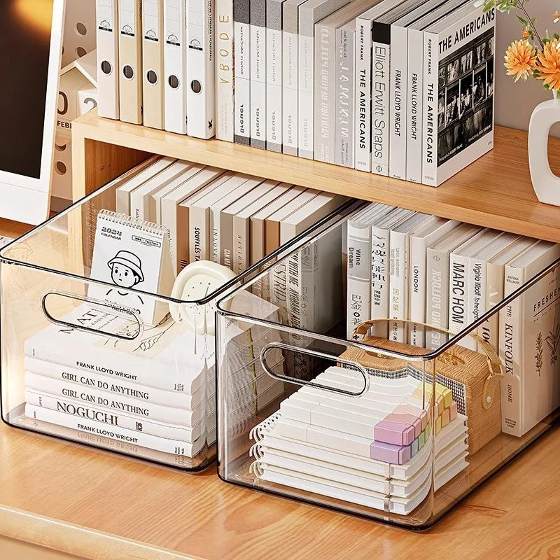 Acrylic Desktop Storage Box – Clear Organizer for Office, Dorm, or Home