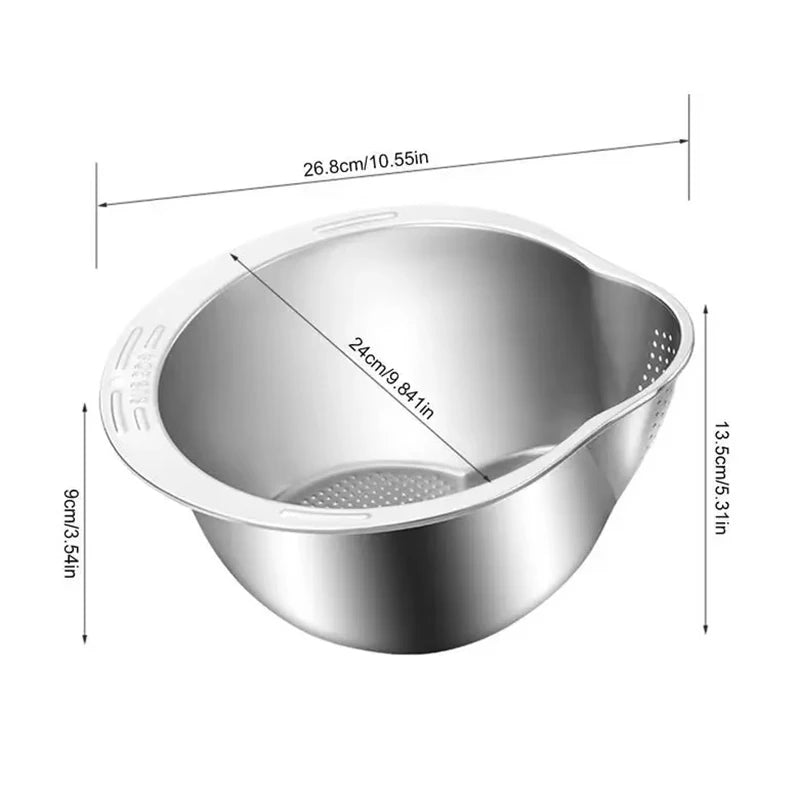 Stainless Steel Rice Washer & Strainer Bowl