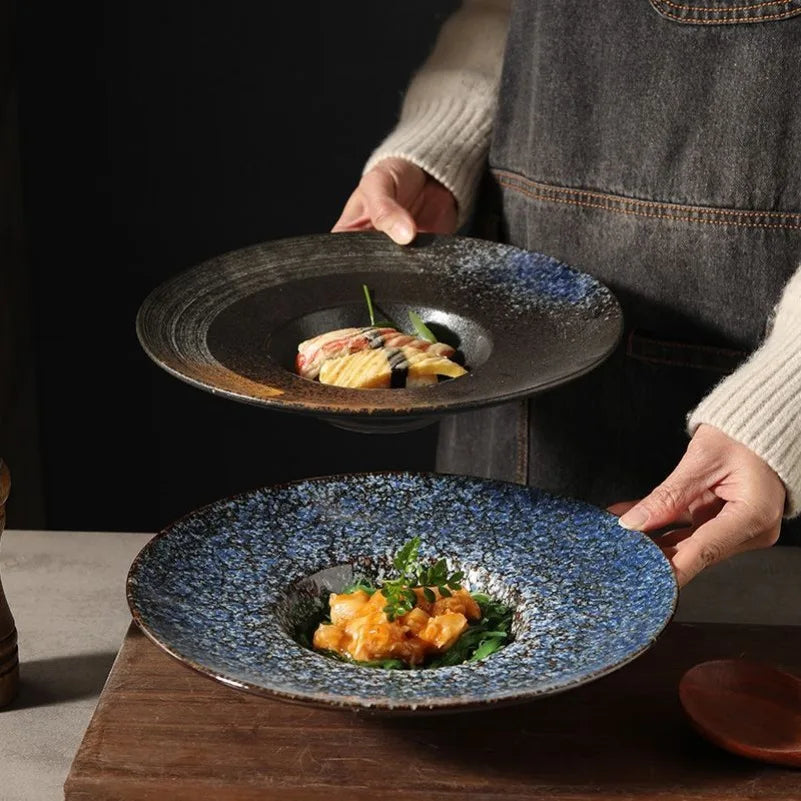 10-Inch Ceramic Straw Hat Plate – Minimalist Dinnerware