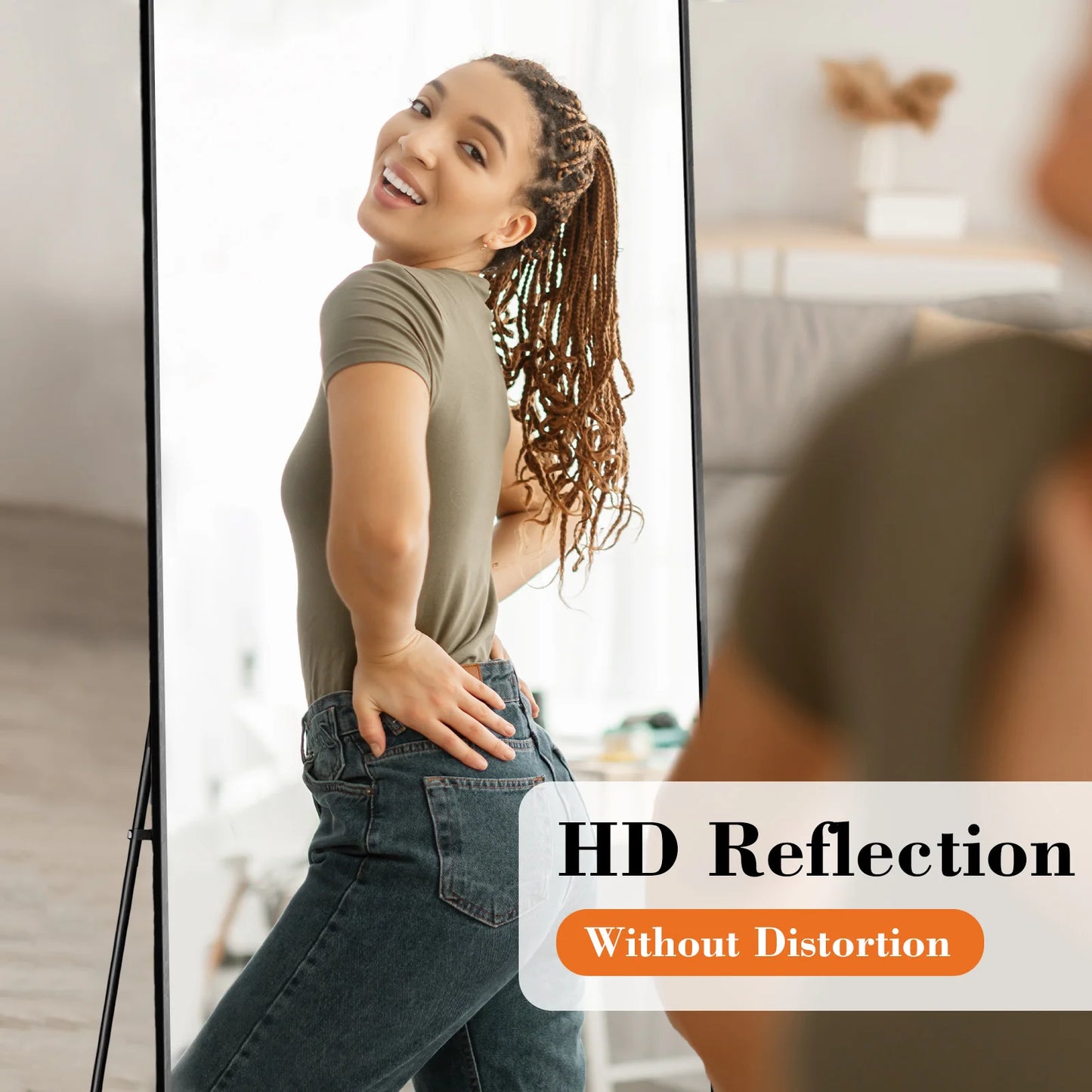 Full-Length Floor Mirror with Aluminum Alloy Frame – 64” x 21”