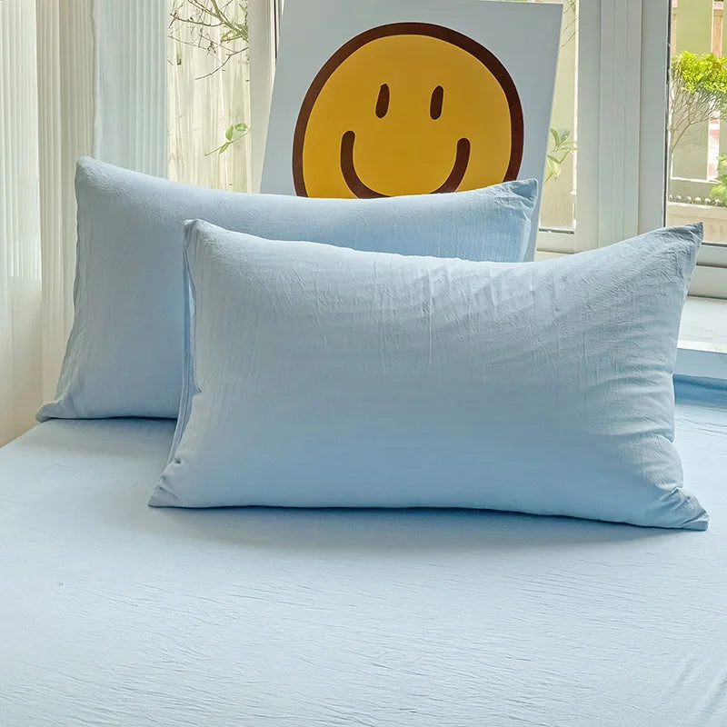 Washed Cotton Pillowcase Set – 2-Pack Solid Color, 19” x 29”