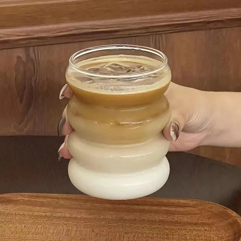 Vintage Ribbed Glass Cup Set – 10.1 fl oz