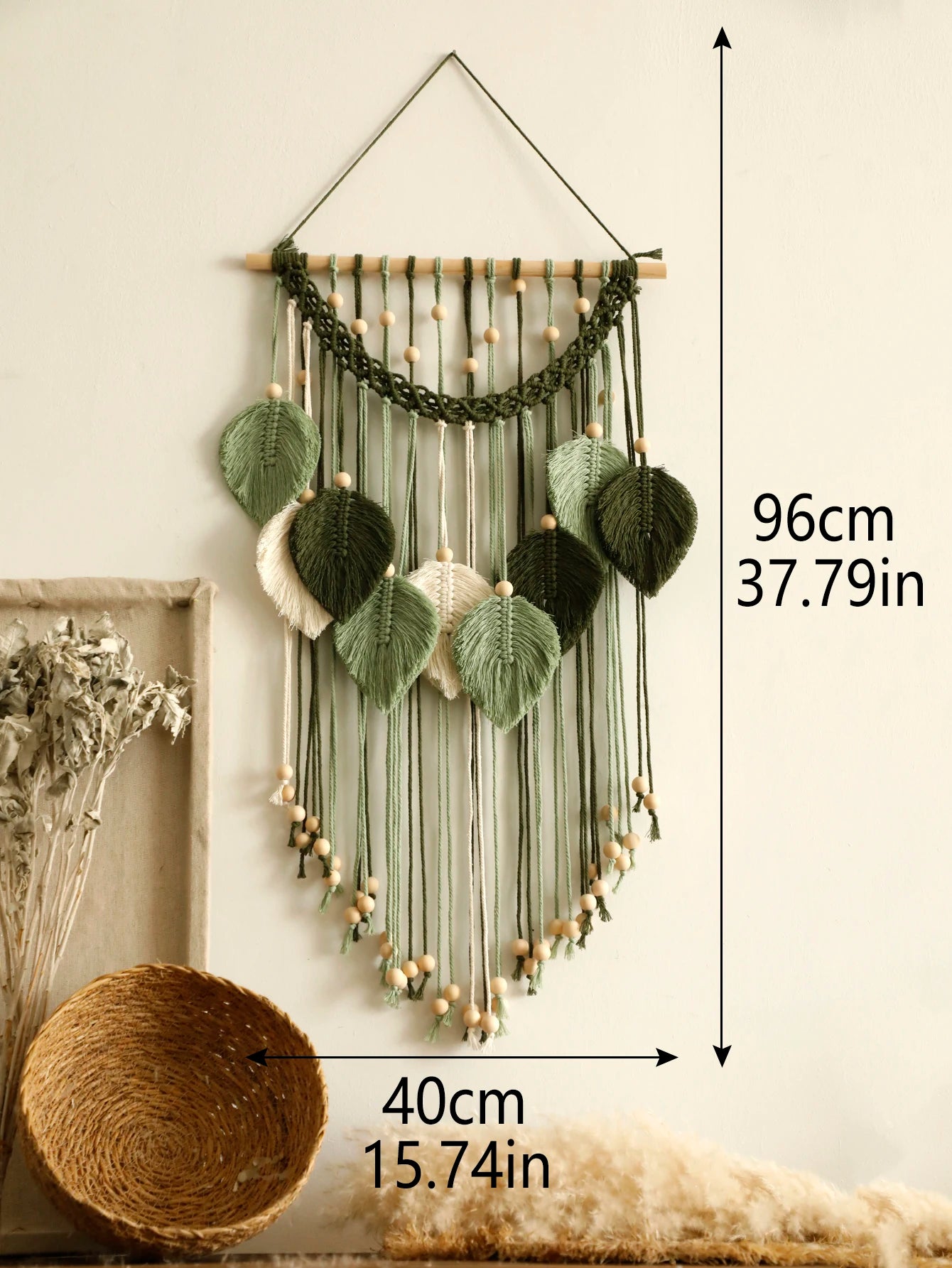 Boho Leaf Macrame Tapestry – Handmade Wall Hanging Decor