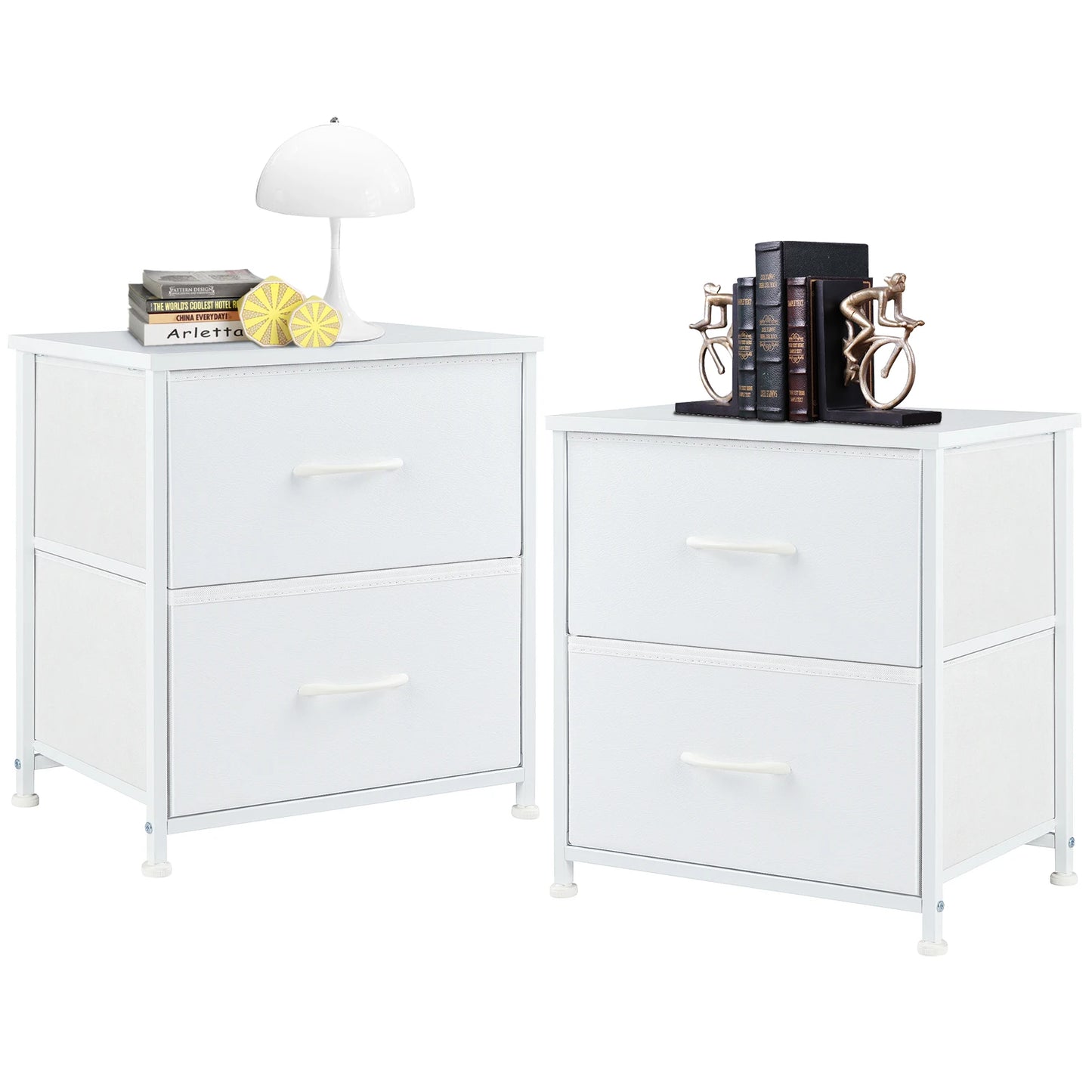 Minimalist Modern Nightstand with 2 Removable Fabric Drawers
