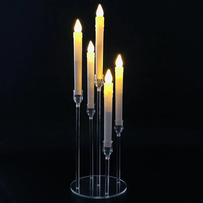 Clear Acrylic Candle Holders – 5 Arms or 6 Pieces Set