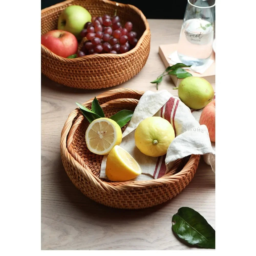 Woven Rattan Fruit Basket – Small, Medium, Large Sizes