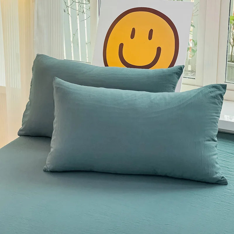 Washed Cotton Pillowcase Set – 2-Pack Solid Color, 19” x 29”