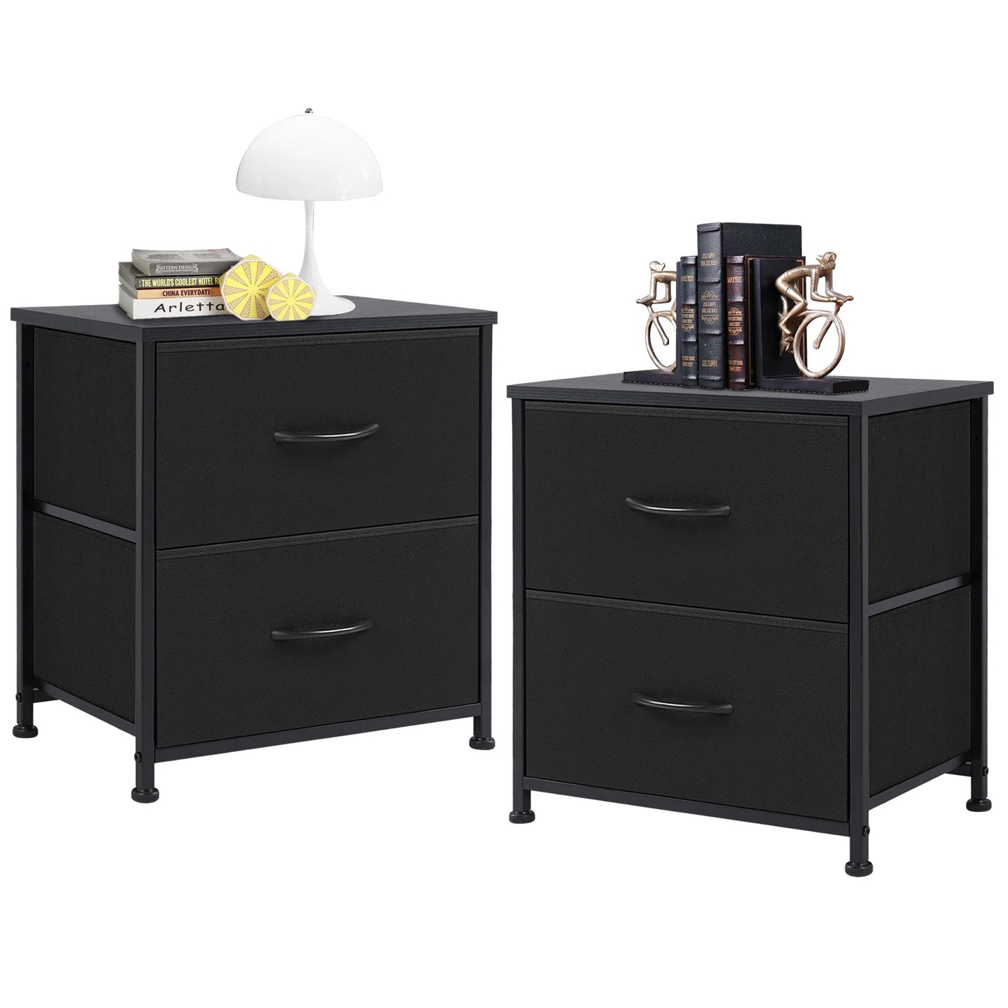 Minimalist Modern Nightstand with 2 Removable Fabric Drawers