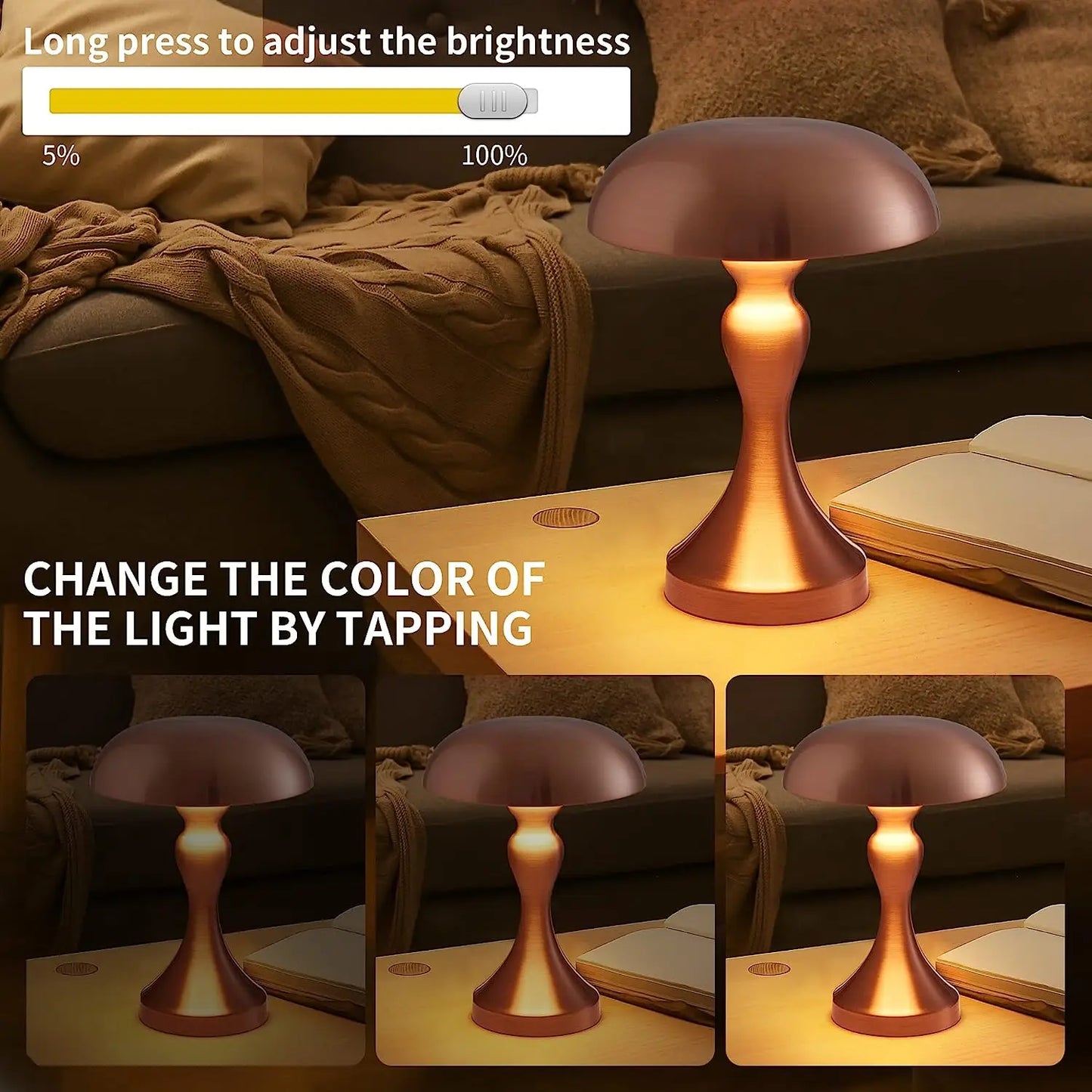 Modern Rechargeable LED Table Lamp – Touch Control, Wireless, Iron Body