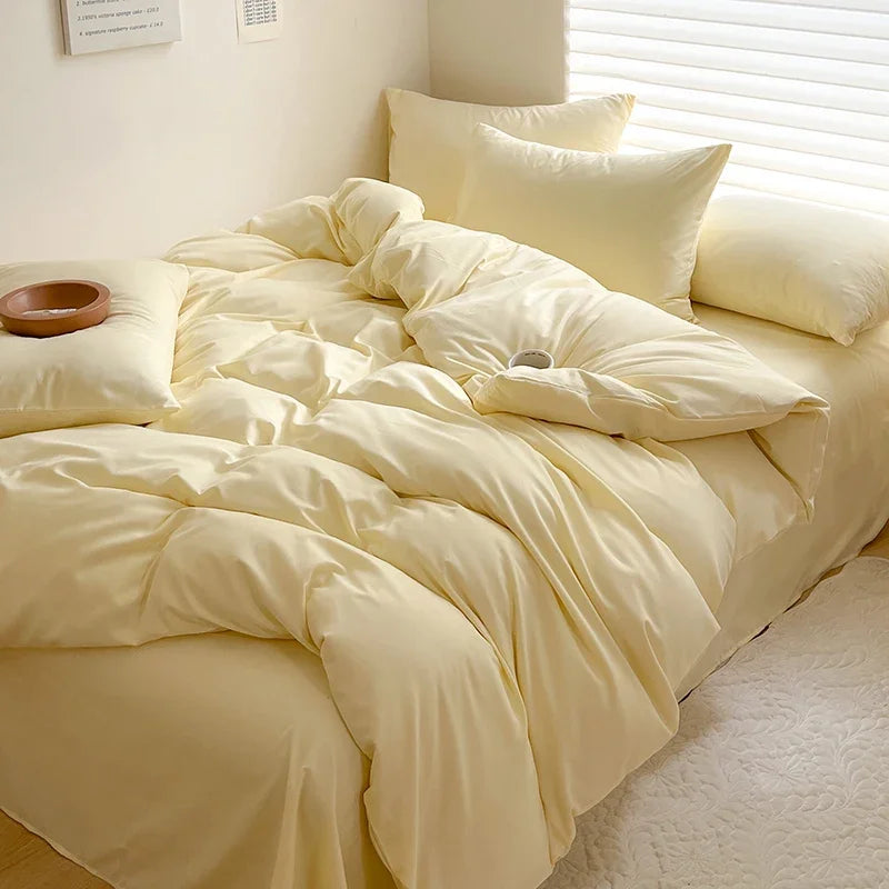 Solid Cotton 4-Piece Bedding Set