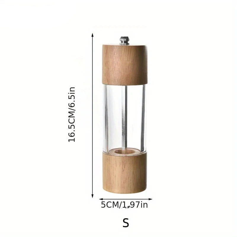Wood & Glass Manual Salt and Pepper Grinder Mill