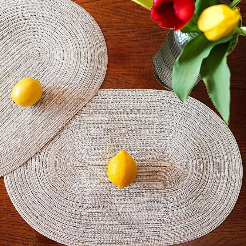 Braided Round Placemats – Durable & Washable PU Table Mats