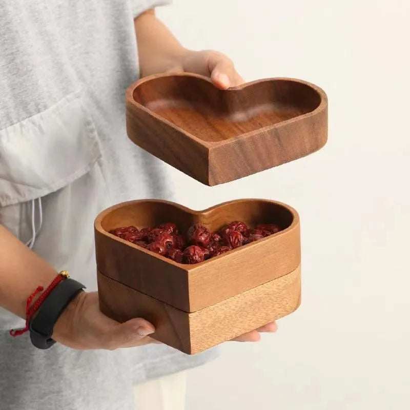 Walnut Wooden Fruit Box – Handcrafted Storage Tray for Snacks & Food
