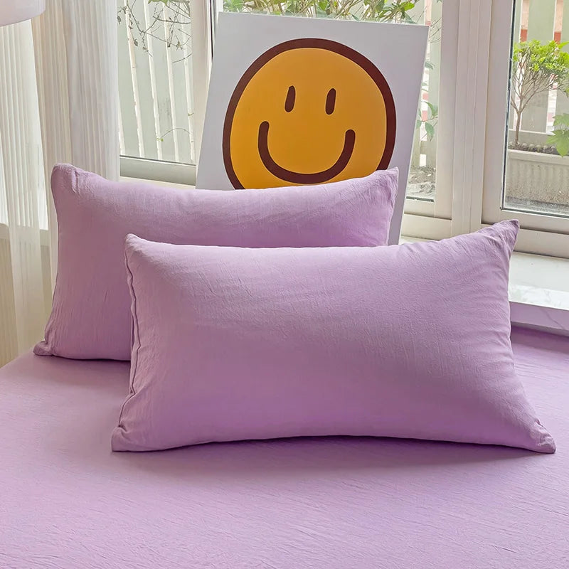 Washed Cotton Pillowcase Set – 2-Pack Solid Color, 19” x 29”