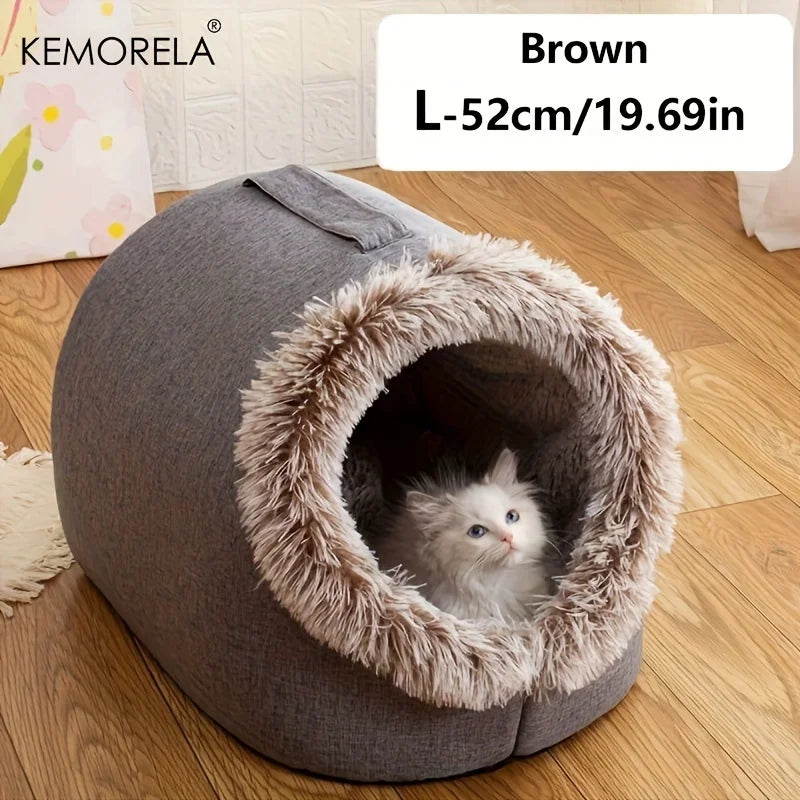 Self-Warming Winter Cat Bed – Cozy Sleeping Cave for Cats & Small Dogs