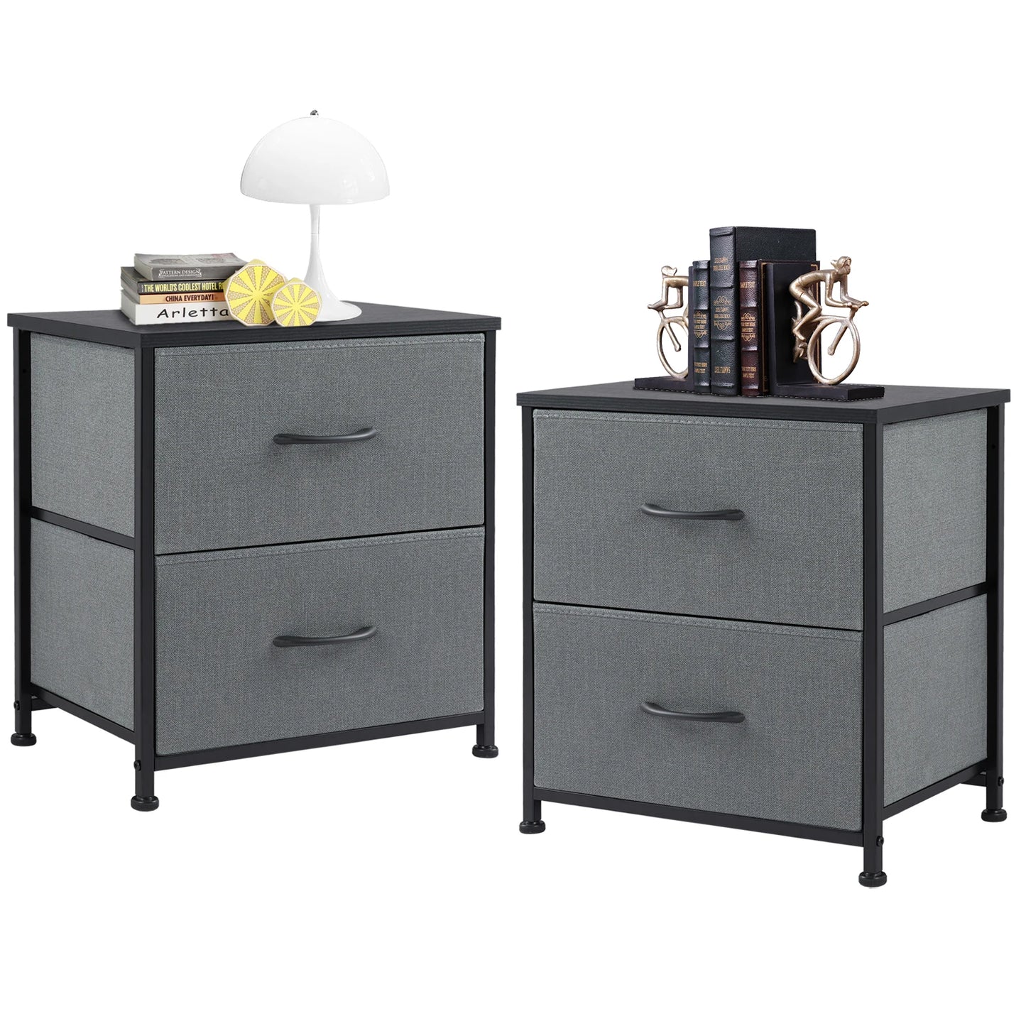 Minimalist Modern Nightstand with 2 Removable Fabric Drawers