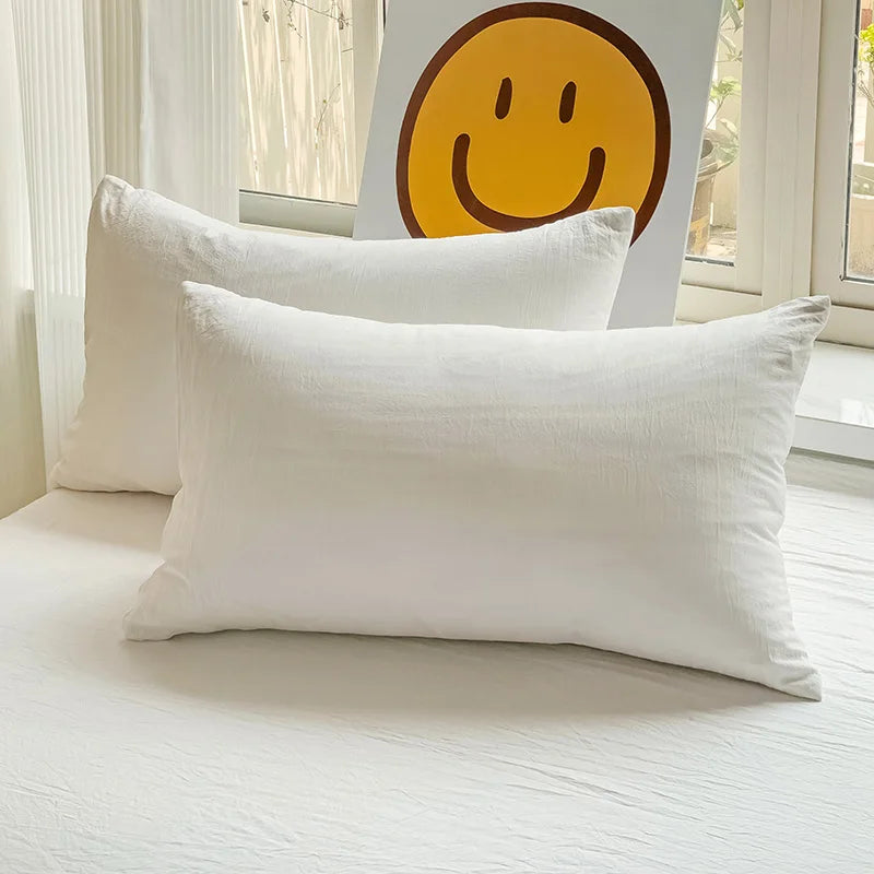 Washed Cotton Pillowcase Set – 2-Pack Solid Color, 19” x 29”