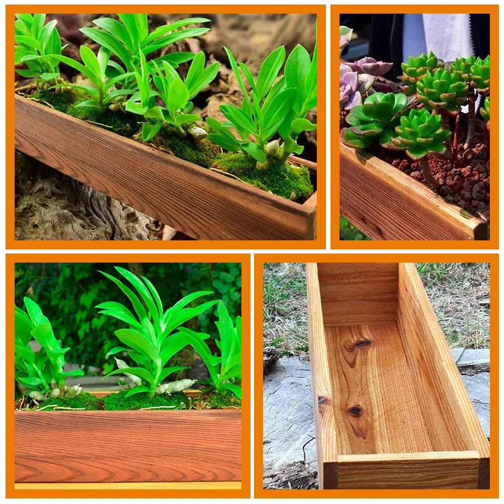 Rustic Wooden Planter Box – 11.8 in, Rectangular Cedar Design