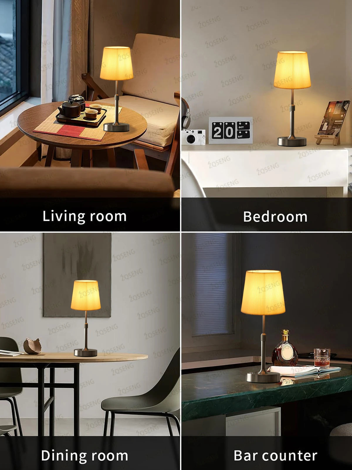 Rechargeable LED Night Light – Adjustable Height, Touch Dimming, Cordless Design
