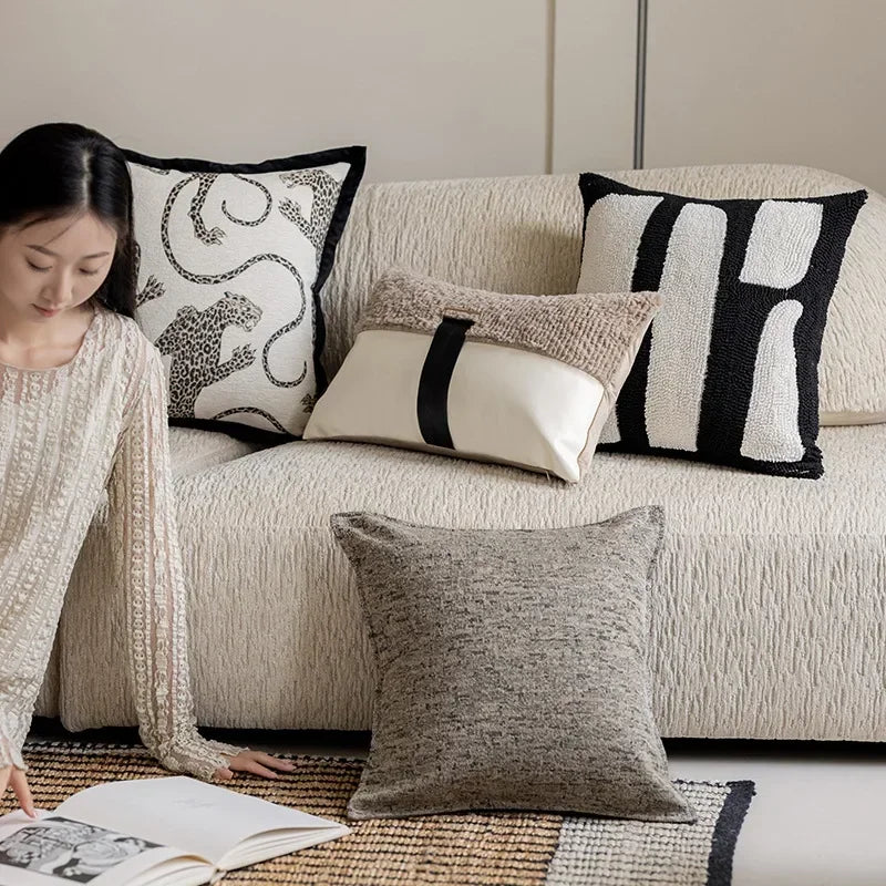 Modern Minimalist Embroidered Pillow Covers