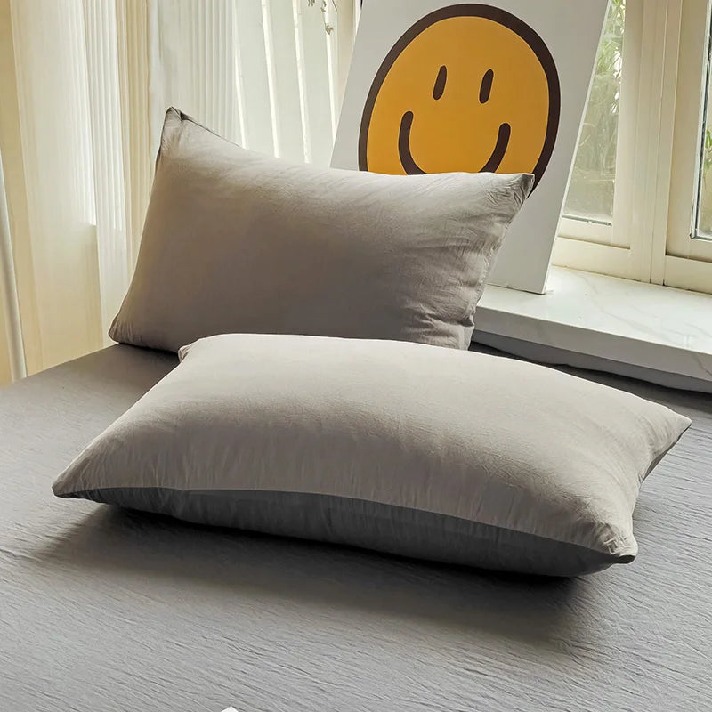 Washed Cotton Pillowcase Set – 2-Pack Solid Color, 19” x 29”