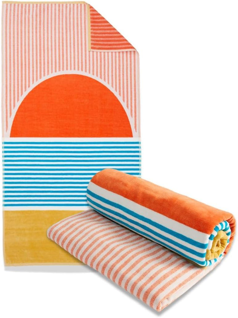 Luxury Beach Towels Set of 2 - Beach Sunset | 2 Pack 30" X 60" | Crafted from 100% Combed Cotton | Ultra Plush & Super Soft | Rays Collection
