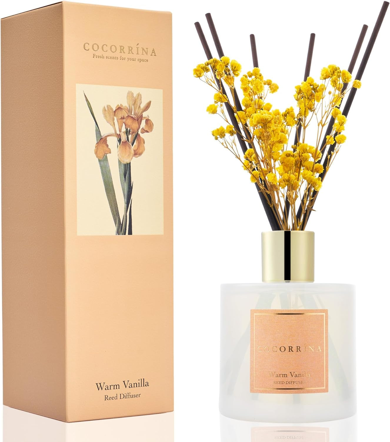 Reed Diffuser Set, 6.7 Oz Clean Linen Scented Diffuser with Sticks Home Fragrance Reed Diffuser for Bathroom Shelf Decor
