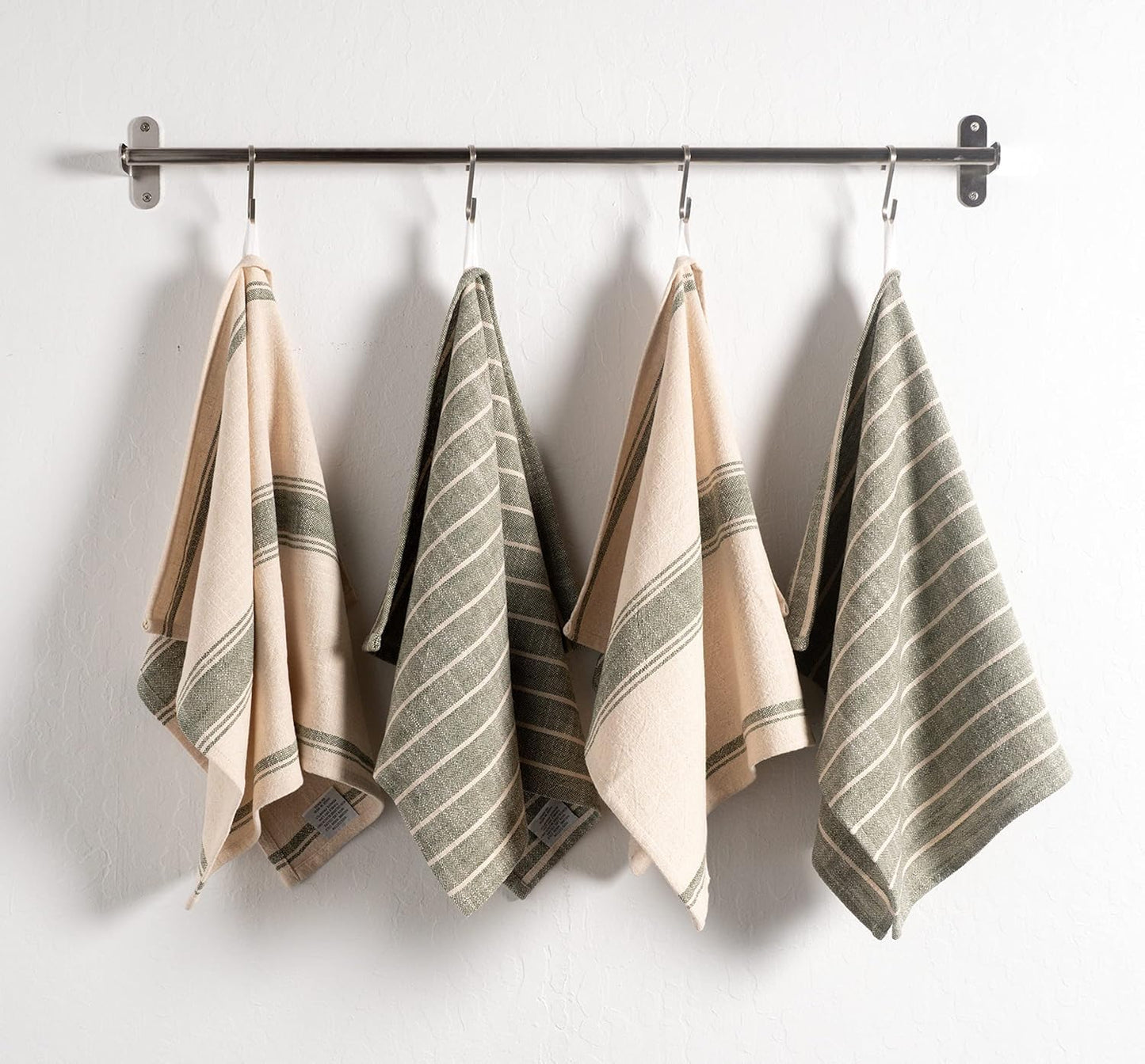 Natural Rustic Farmhouse Slubbed Kitchen Towel | 100% Cotton Dish Towel, 18 X 28 Inches | Soft and Absorbent (Olive, Set of 4)