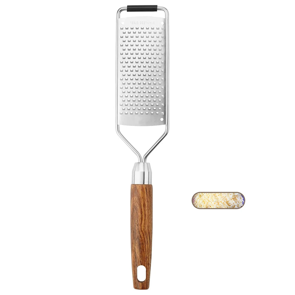 Cheese Grater with Natural Wood Lemon Handle Stainless Steel Zester Grater Kitchen Citrus Zester Tool for Ginger JT259