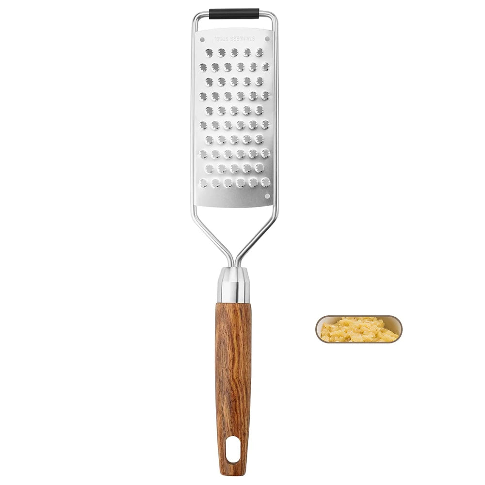 Cheese Grater with Natural Wood Lemon Handle Stainless Steel Zester Grater Kitchen Citrus Zester Tool for Ginger JT259