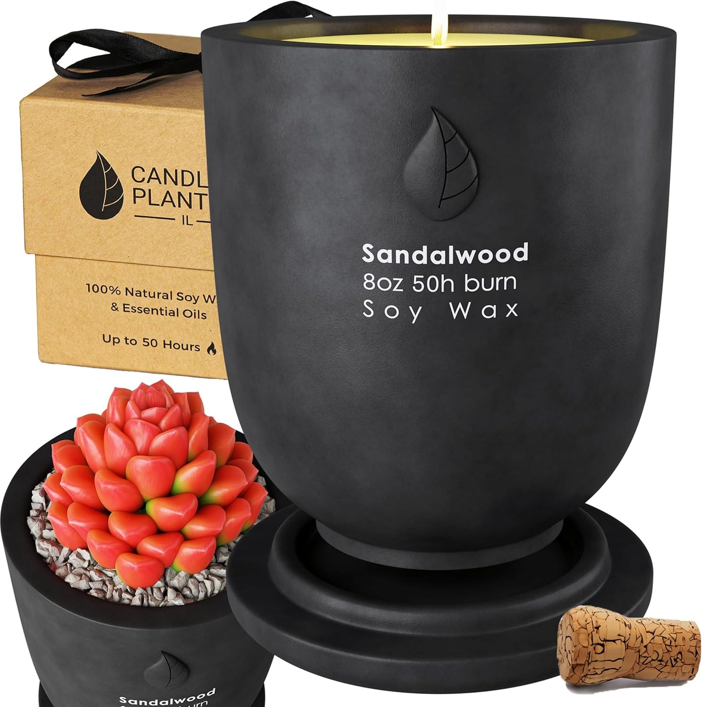 Concrete Cement Candle Planter - Aromatherapy, Soy Candle & Dual Purpose Jar Candles, Strong Gift Candles - Grey Lavender