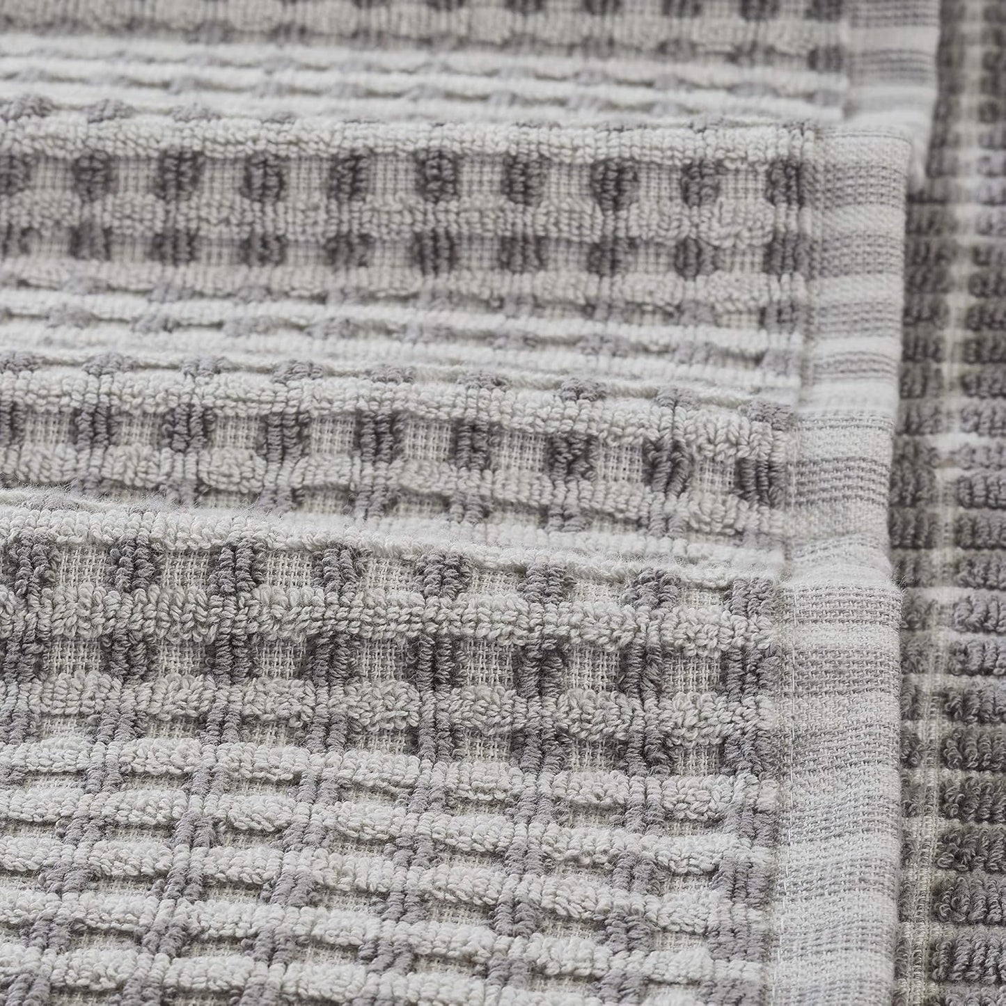 6-Piece 100% Combed Cotton Yarn Dyed Cobblestone Jacquard Towel Set Flax