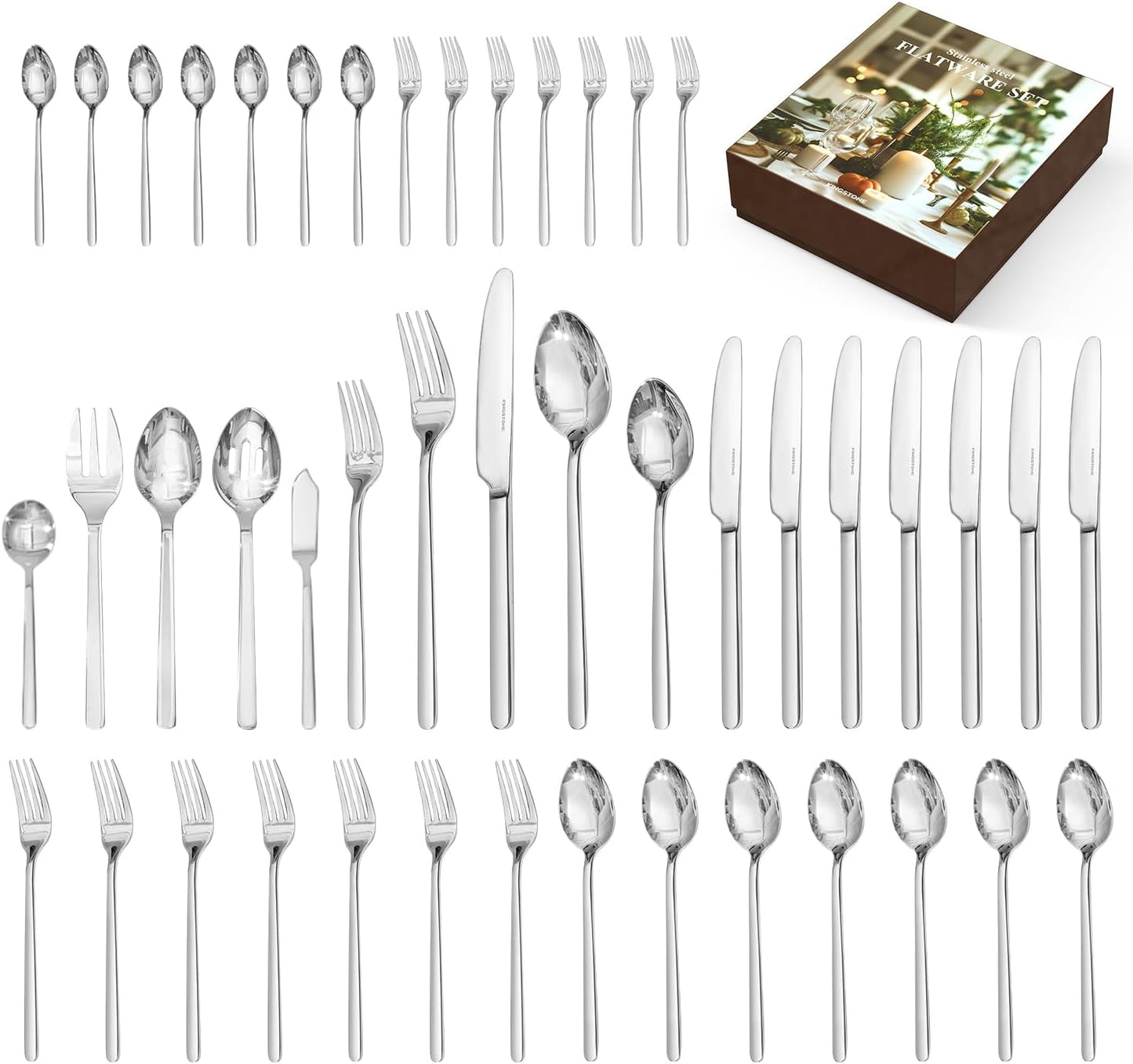 Silverware Set, 20 Piece Flatware Cutlery Set for 4, 18/10 Stainless Steel Silverware Mirror Polished Dishwasher Safe for Home, Restaurant, Wedding, Party(Silver, 20 Pieces for 4)