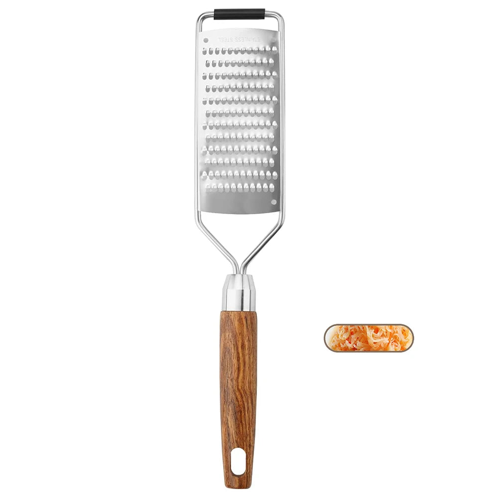 Cheese Grater with Natural Wood Lemon Handle Stainless Steel Zester Grater Kitchen Citrus Zester Tool for Ginger JT259