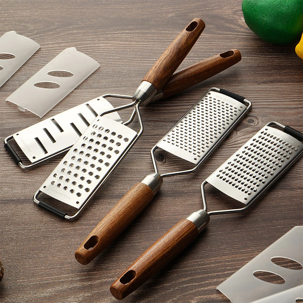 Cheese Grater with Natural Wood Lemon Handle Stainless Steel Zester Grater Kitchen Citrus Zester Tool for Ginger JT259