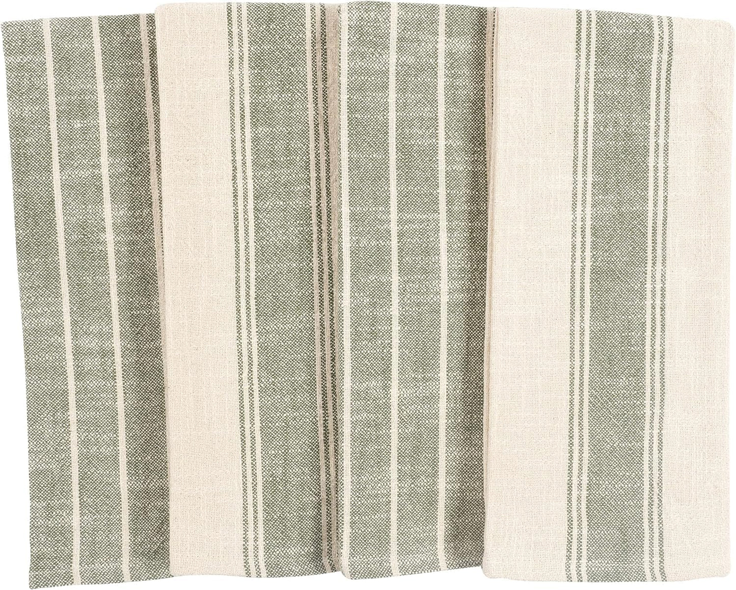 Natural Rustic Farmhouse Slubbed Kitchen Towel | 100% Cotton Dish Towel, 18 X 28 Inches | Soft and Absorbent (Olive, Set of 4)