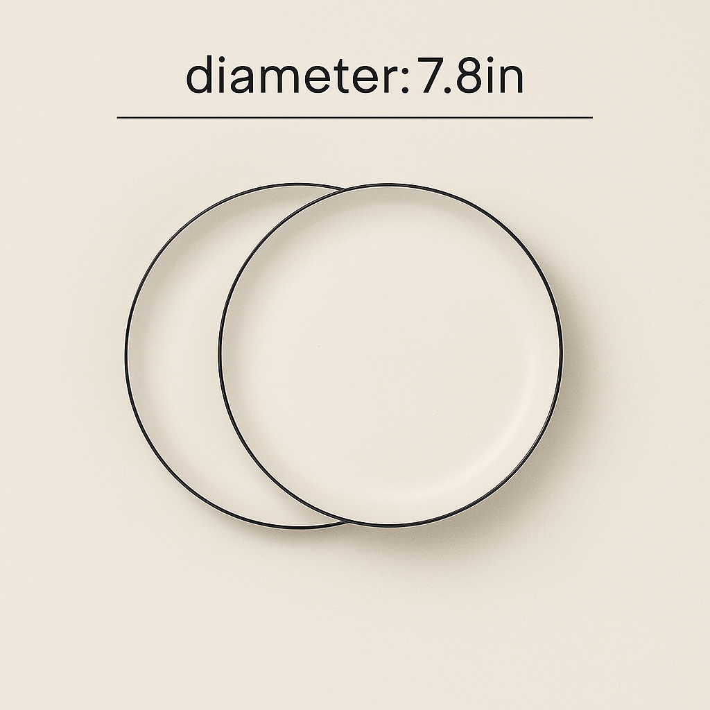White Ceramic Plate with Black Rim – Minimalist Round Design