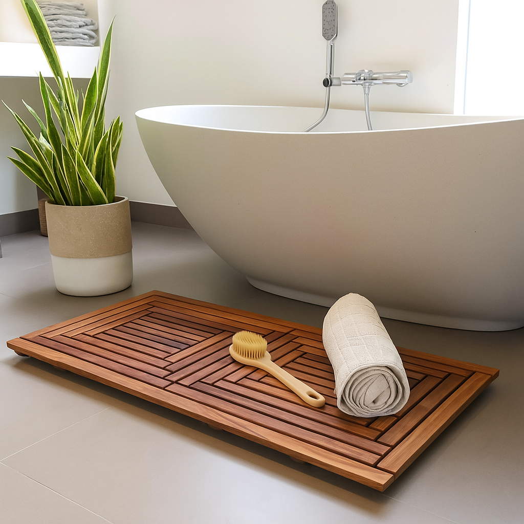 Premium Solid Teak Bath Mat – Naturally Elegant & Long-Lasting