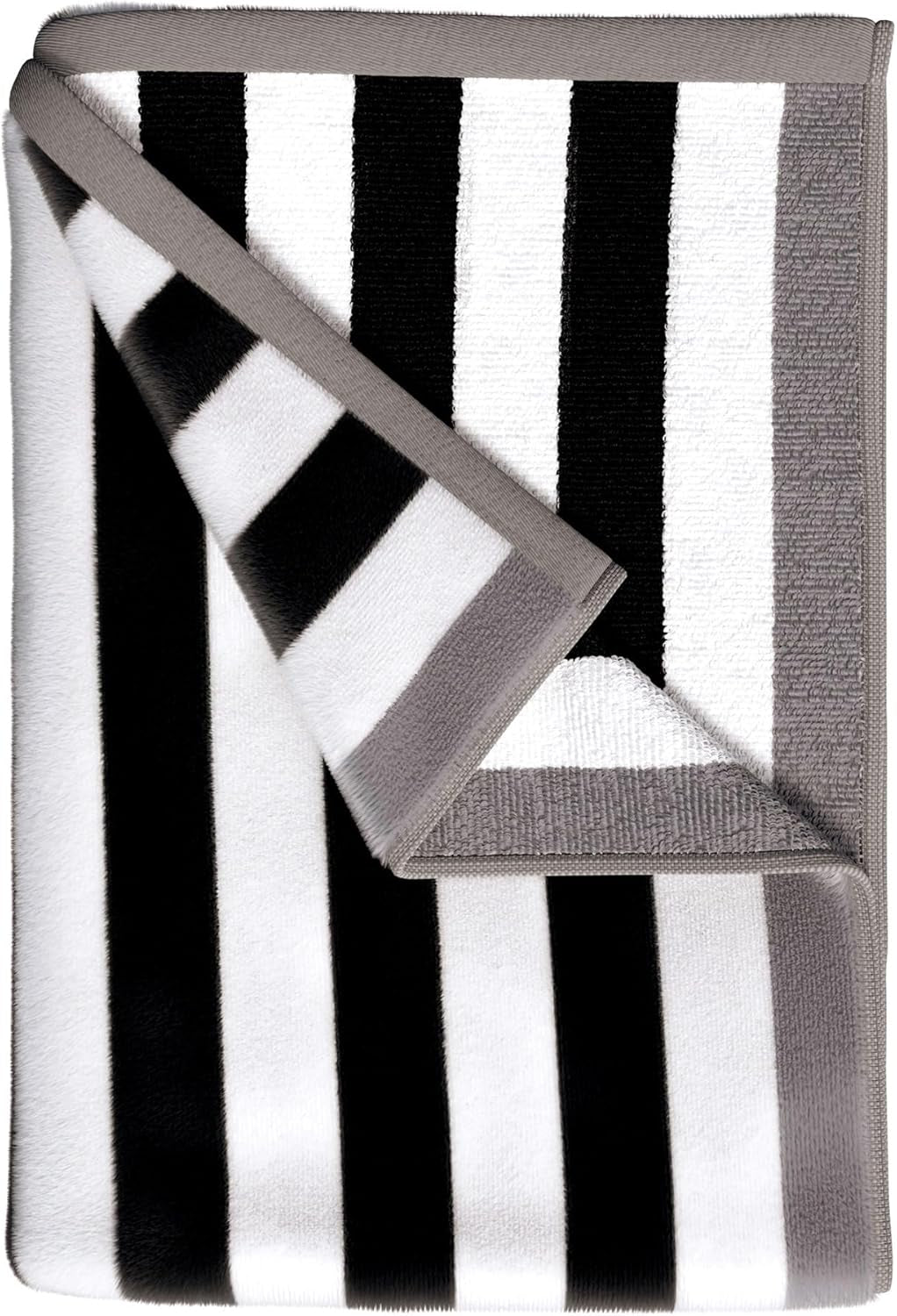 100% Cotton Velour Beach Towels - Oversized (35" X 70") Stripe Border Pool Towel - Quick Dry, Absorbent, Ultra-Soft (Mineral Blue/Blush).