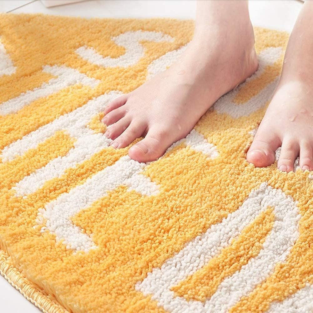 Soft Yellow Lemon Bath Rug for Kids Non Slip Absorbent Bath Mat Washable Shaggy Kids Bedroom Decor Bathroom Door Mat 31.5''X19.7''