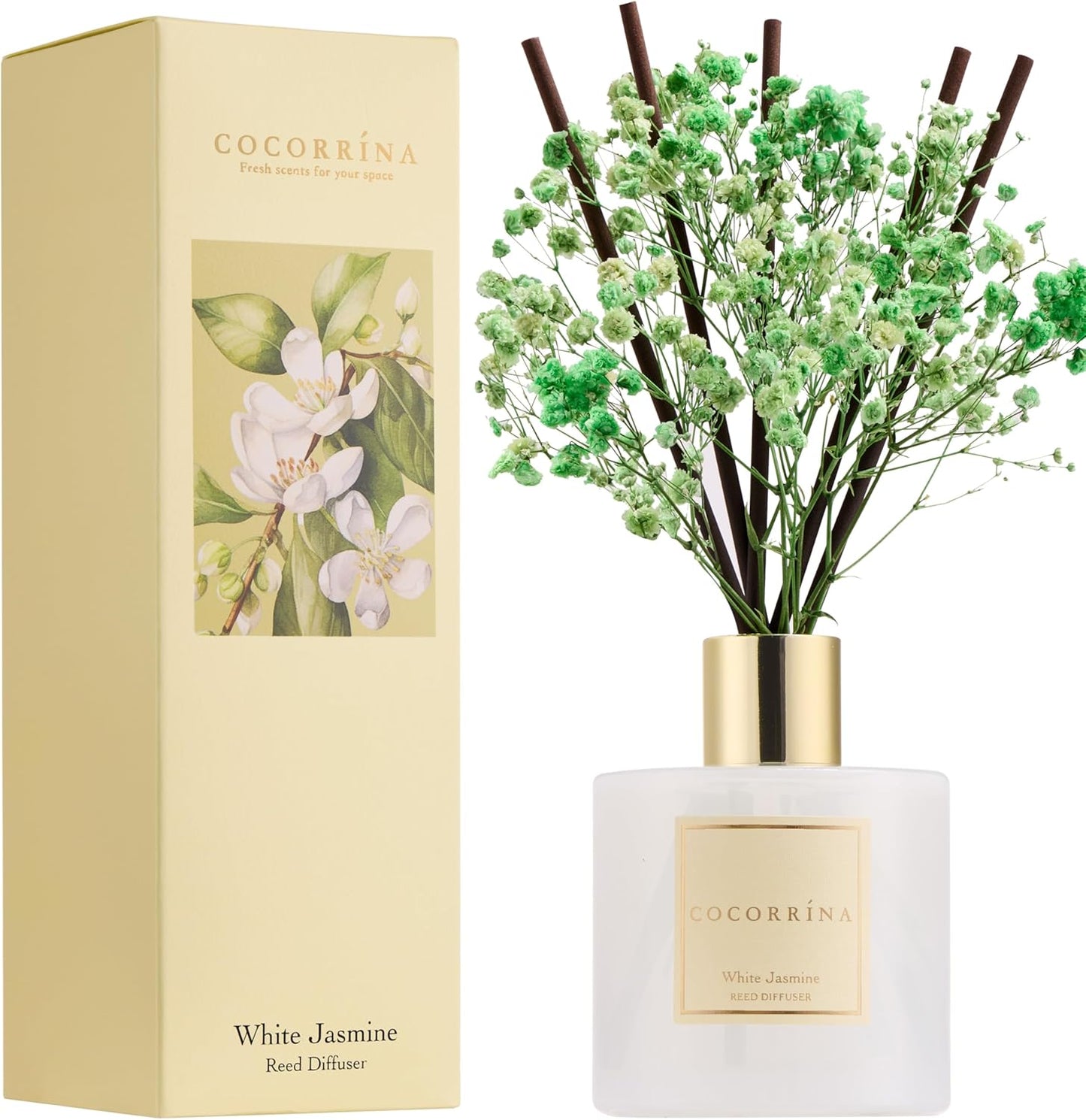 Reed Diffuser Set, 6.7 Oz Clean Linen Scented Diffuser with Sticks Home Fragrance Reed Diffuser for Bathroom Shelf Decor